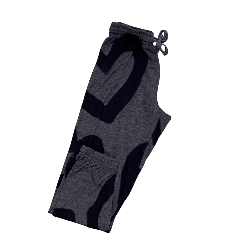 T2LOVE Athletic Elastic Waist/Cuff Pant Large Hearts-Navy