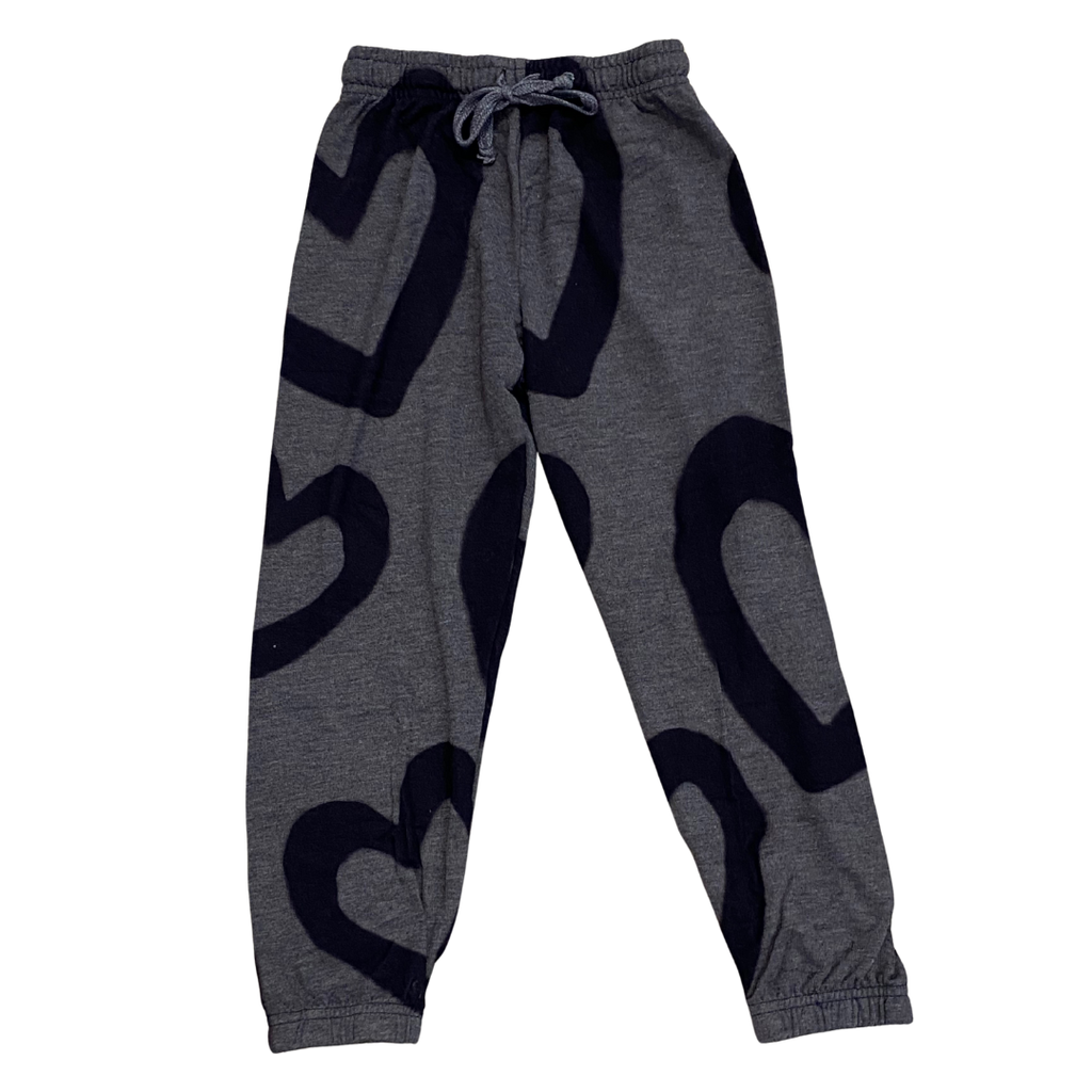 T2LOVE Athletic Elastic Waist/Cuff Pant Large Hearts-Navy