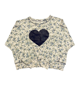T2LOVE Off Shoulder Dolman Sweat Top Large Heart-Floral