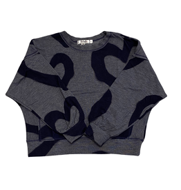 T2LOVE Off Shoulder Dolman Sweat Top Large Hearts-Navy