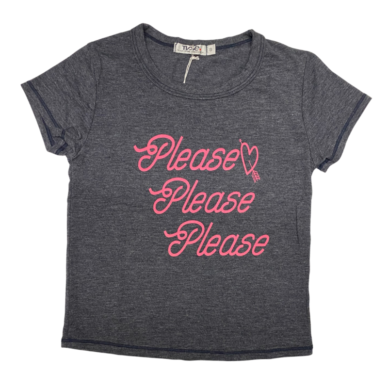 T2LOVE S/S Classic M&G Fitted Tee Please Please Please-Navy