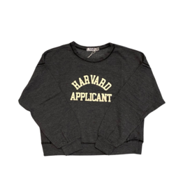 T2LOVE Off Shoulder Dolman Sweat Top Harvard Applicant-Charcoal