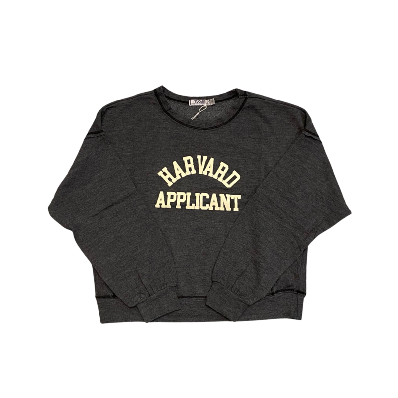 T2LOVE Off Shoulder Dolman Sweat Top Harvard Applicant-Charcoal
