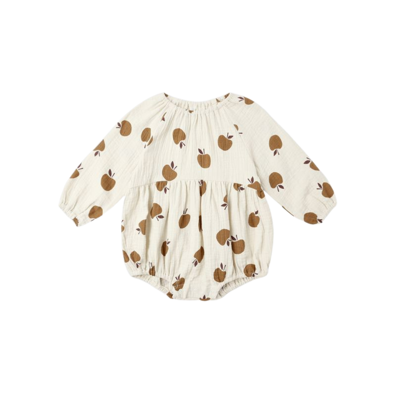 Rylee + Cru Inc. LONG SLEEVE BUBBLE ROMPER || GOLDEN APPLES