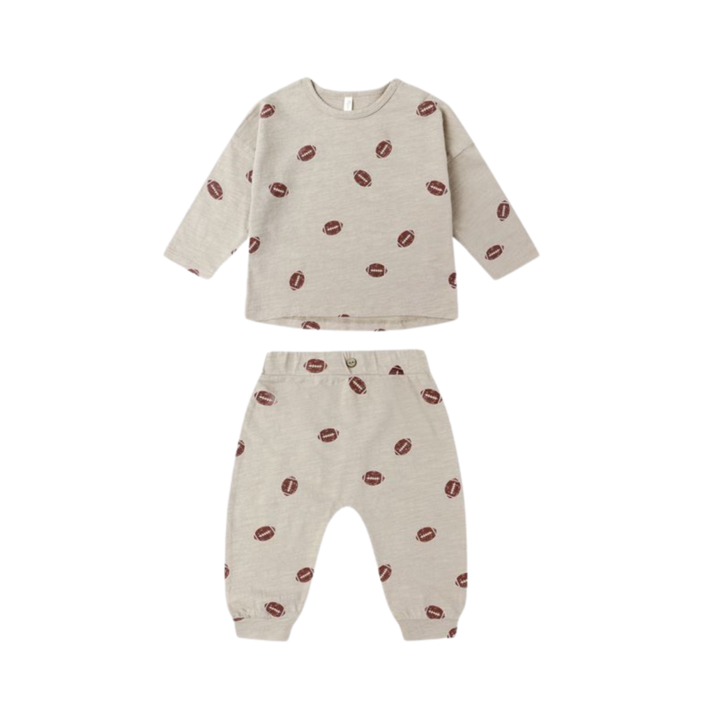 Rylee + Cru Inc. TEE + PANT SET || FOOTBALLS