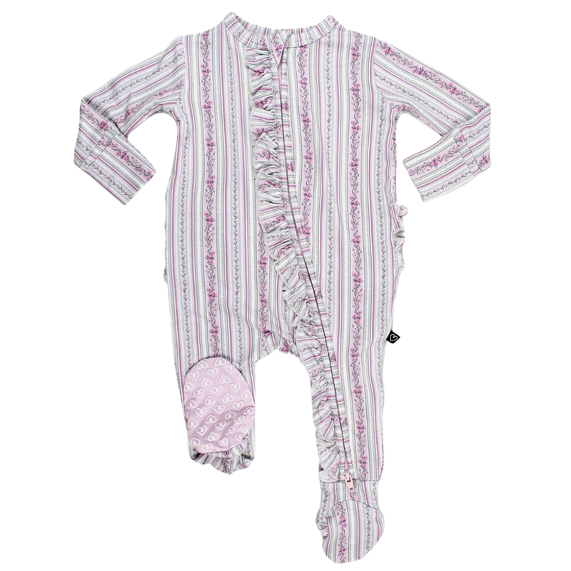 LEV BABY JOSEPHINE RUFFLED ZIPPERED FOOTIE