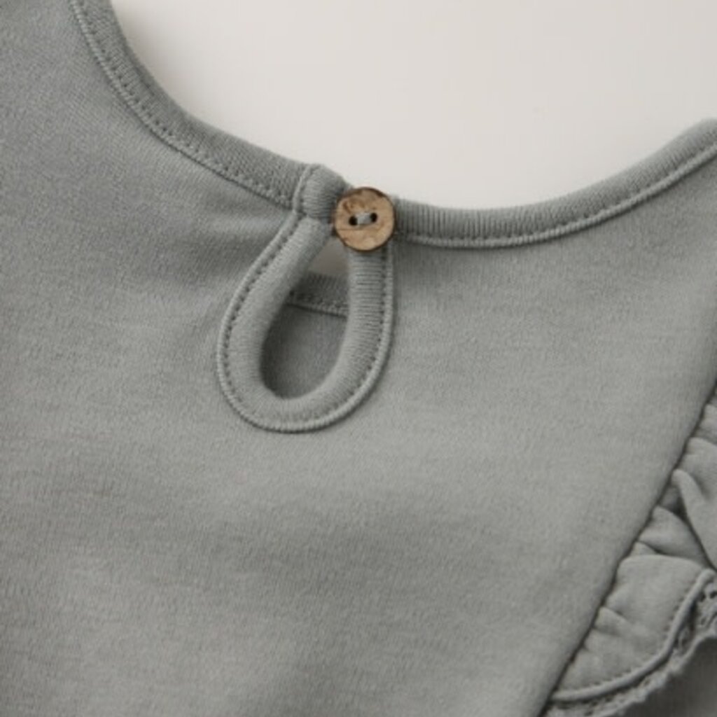 QUINCY MAE LONG SLEEVE FLUTTER DRESS || STEEL BLUE