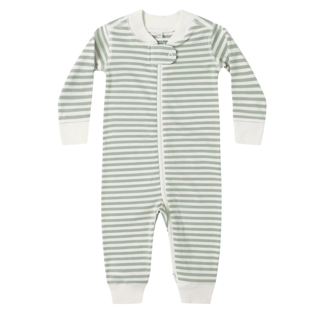 QUINCY MAE ZIP LONG SLEEVE SLEEPER || FERN STRIPE