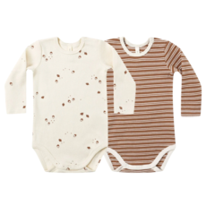 QUINCY MAE RIBBED BODYSUIT, 2 PK || CEDAR MICRO STRIPE, ACORNS
