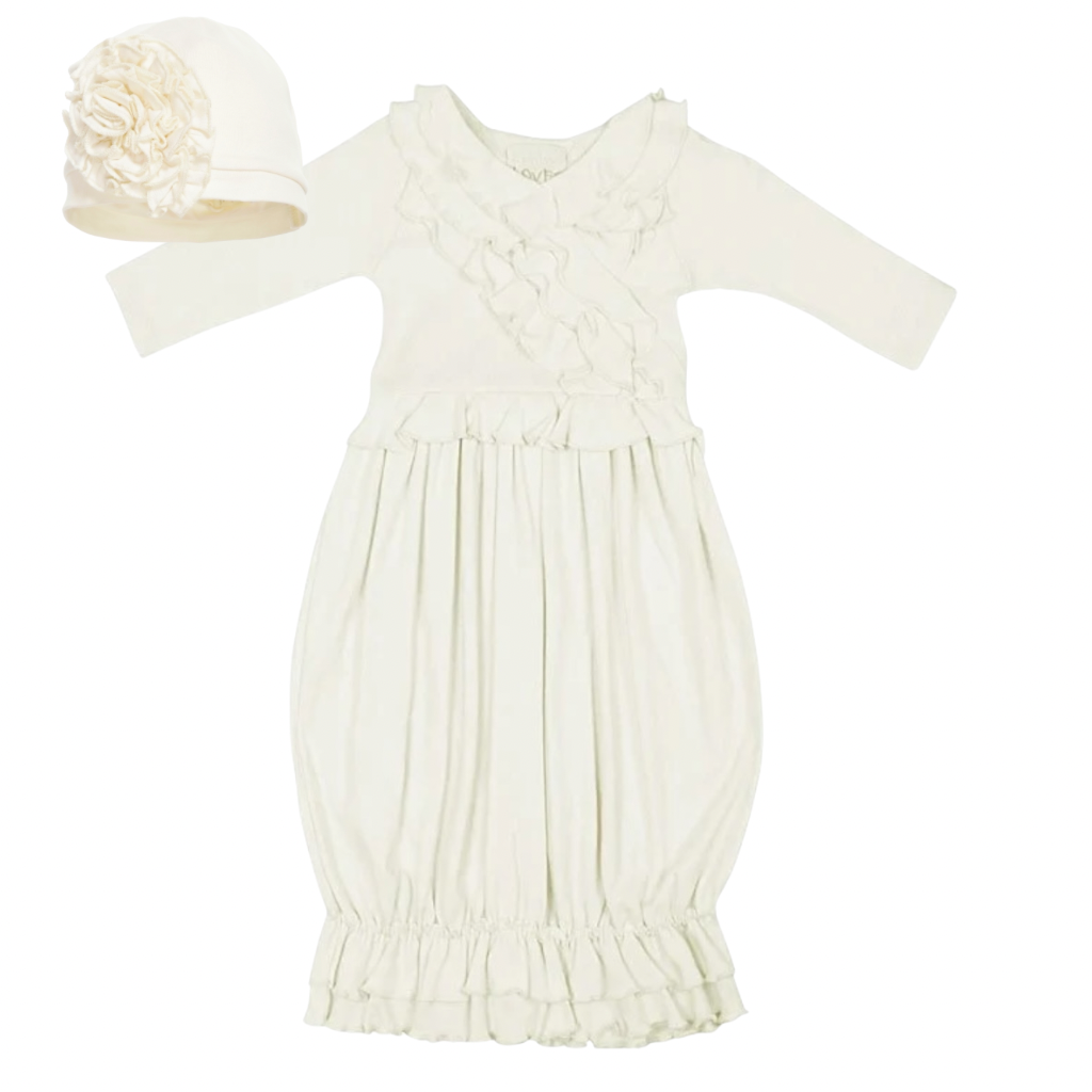 LEMON LOVES LAYETTE JENNA GOWN W/BIJOU HAT