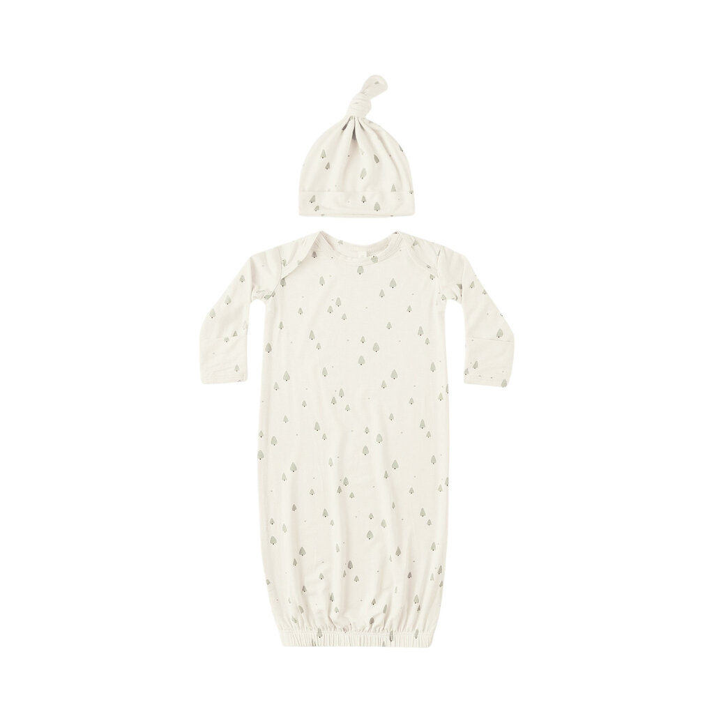 QUINCY MAE BAMBOO BABY GOWN + HAT SET || TREES