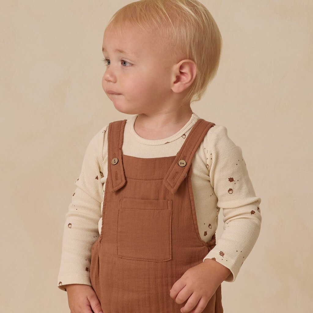 QUINCY MAE RIBBED BODYSUIT, 2 PK || CEDAR MICRO STRIPE, ACORNS