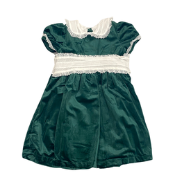 LULU BEBE GIRL'S GREEN VELVET SASH WAIST DRESS