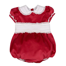 LULU BEBE GIRL'S RED VELVET BUBBLE W/LACE