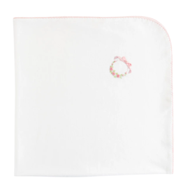 BABY CLUB CHIC bows & roses receiv.blanket w/crochet trim