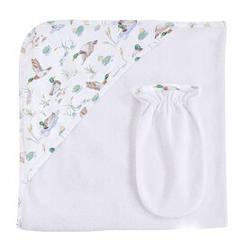 BABY CLUB CHIC mallard ducks printed hodded towel w/mitt