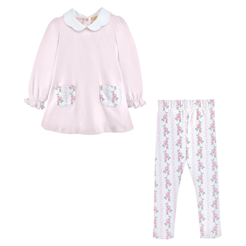 BABY CLUB CHIC soft roses scalloped leggings set
