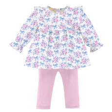 BABY CLUB CHIC blue floral bows ruffled leggings set