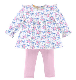 BABY CLUB CHIC blue floral bows ruffled leggings set
