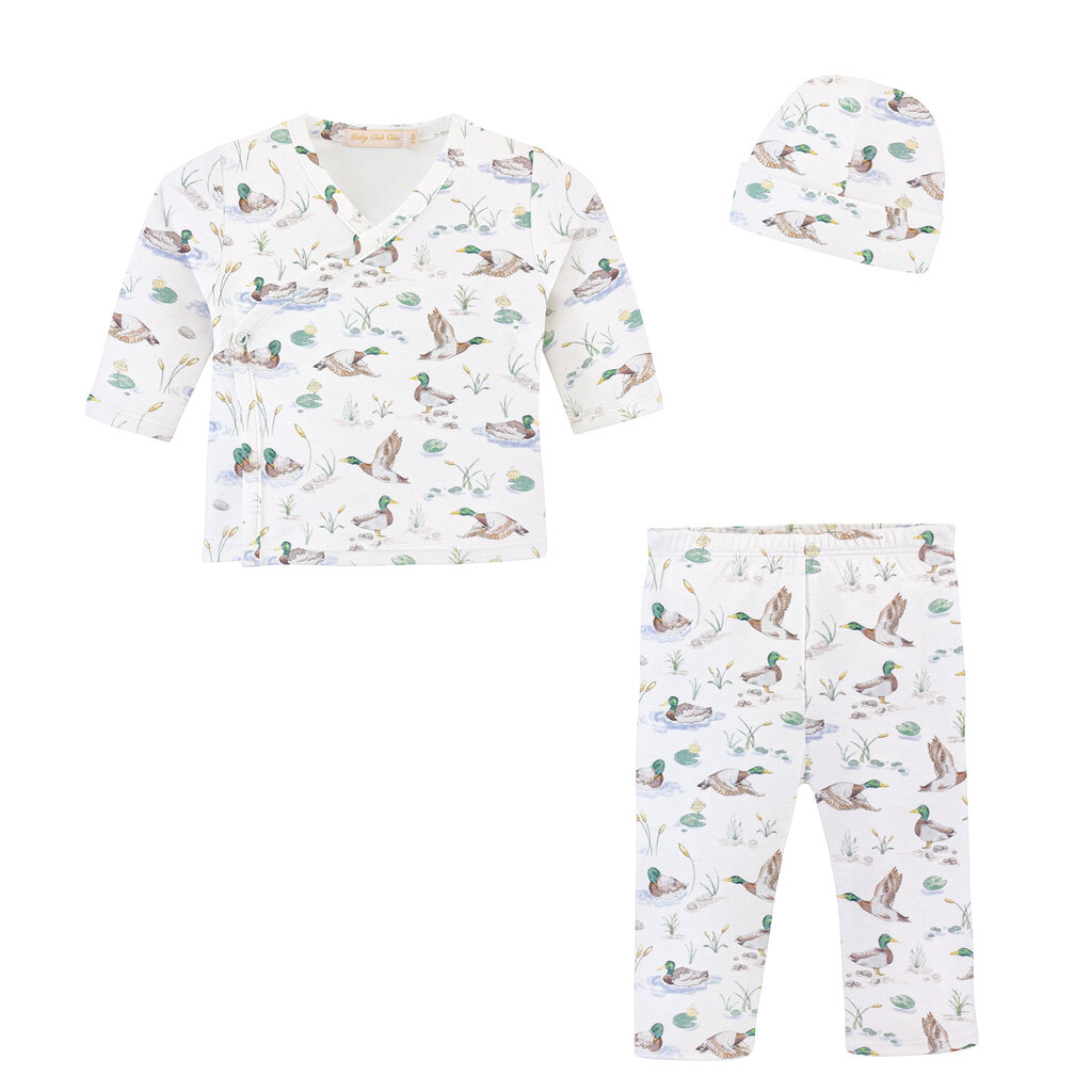 BABY CLUB CHIC mallard ducks printed take me home w/hat set