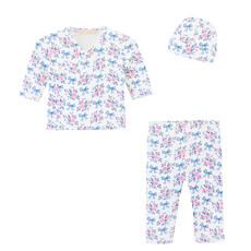 BABY CLUB CHIC blue floral bows printed take me home w/hat set