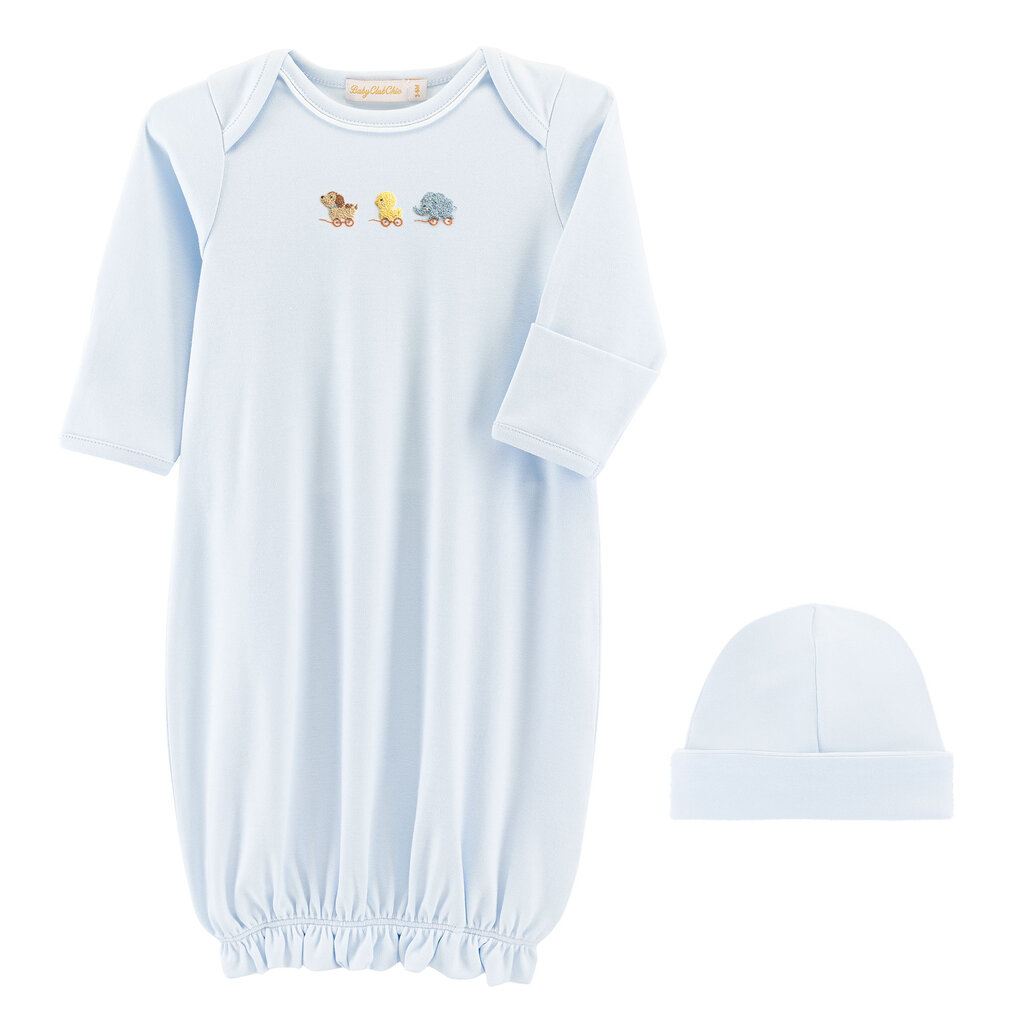 BABY CLUB CHIC sweet toys gown w/piping trim & hat set