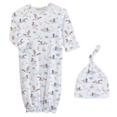 BABY CLUB CHIC mallard ducks printed gown and hat set