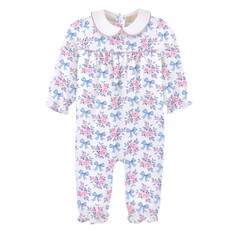 BABY CLUB CHIC blue floral bows printed playsuit w/round collar