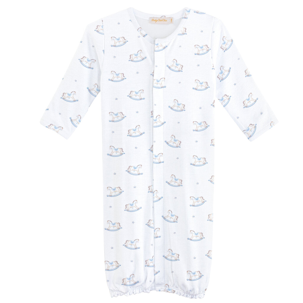 BABY CLUB CHIC tiny rocking horse printed conv.  gown