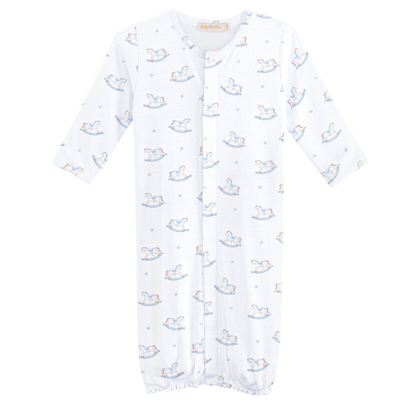 BABY CLUB CHIC tiny rocking horse printed conv.  gown