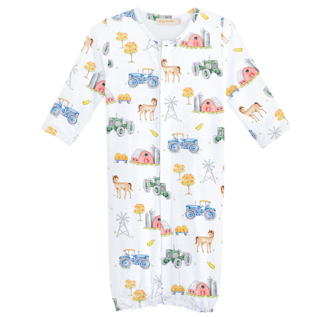 BABY CLUB CHIC tractor farm printed conv.  gown
