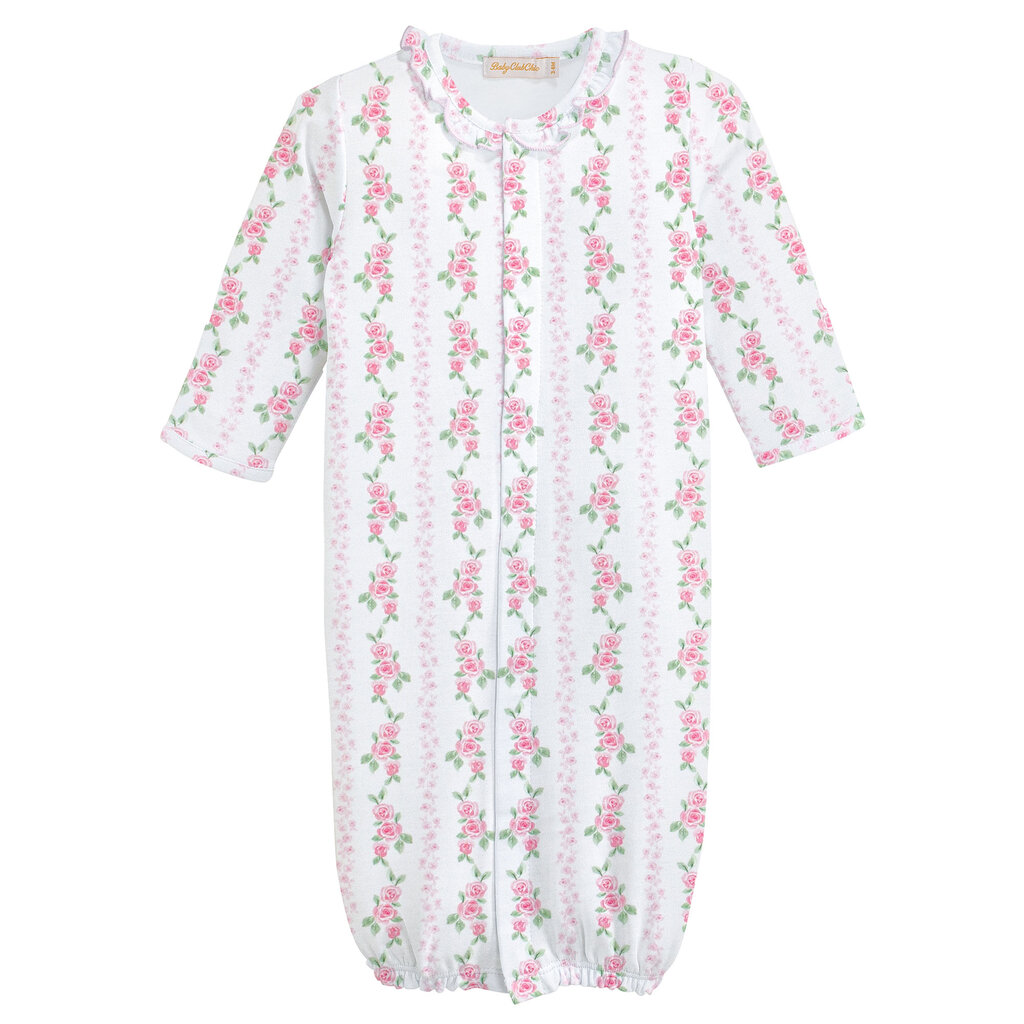 BABY CLUB CHIC soft roses printed conv. gown w/ruffle