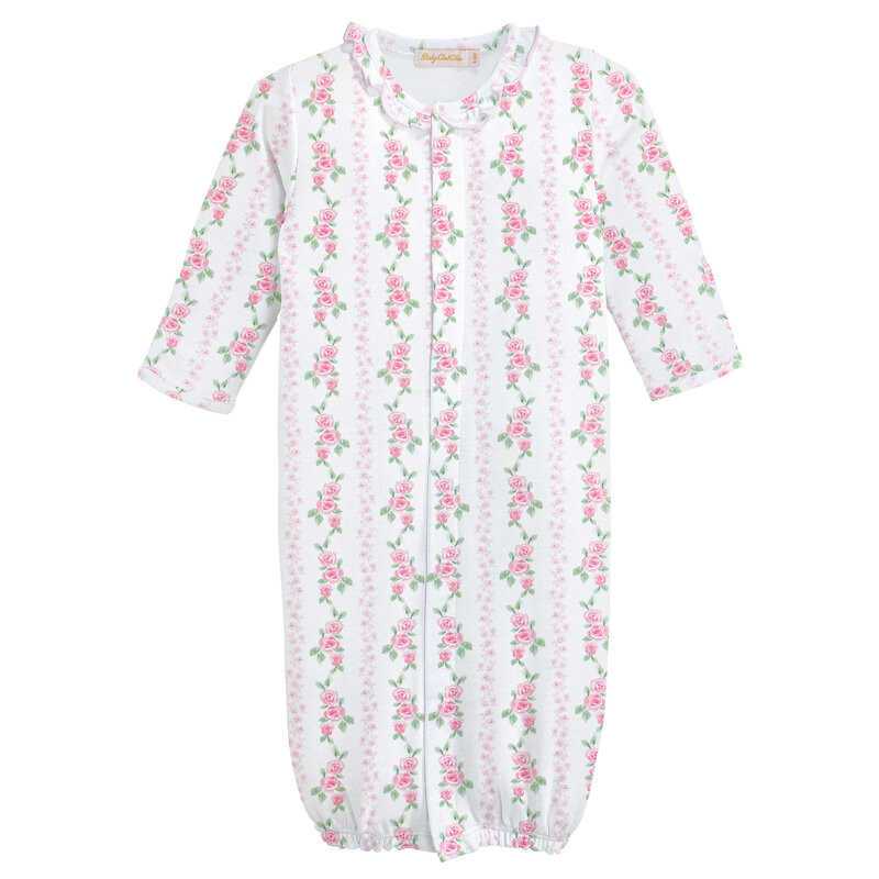 BABY CLUB CHIC soft roses printed conv. gown w/ruffle
