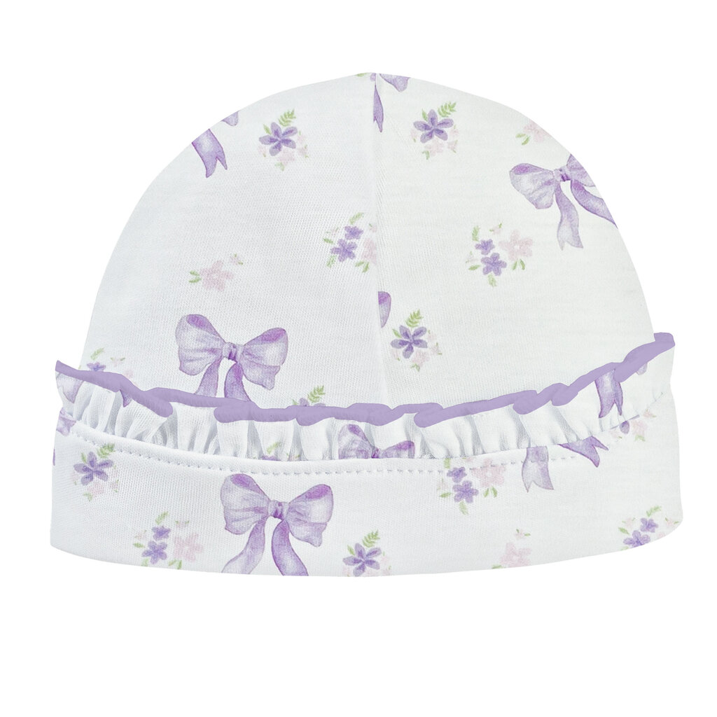 BABY CLUB CHIC lavender bows printed hat w/ ruffle