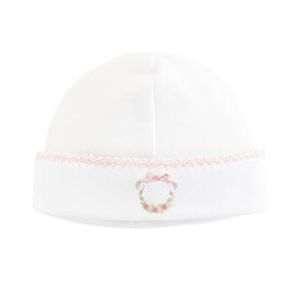 BABY CLUB CHIC bows and roses round hat w/crochet trim