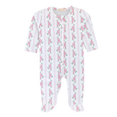 BABY CLUB CHIC soft roses printed zipper footie w/ruffles