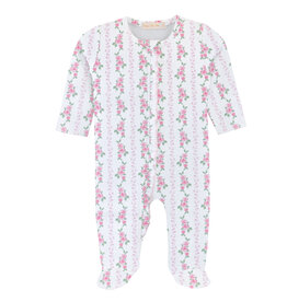 BABY CLUB CHIC soft roses printed zipper footie w/ruffles