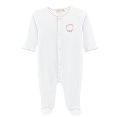 BABY CLUB CHIC bows and roses footie w/crochet trim