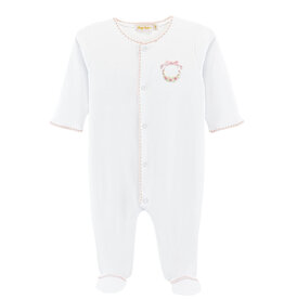 BABY CLUB CHIC bows and roses footie w/crochet trim