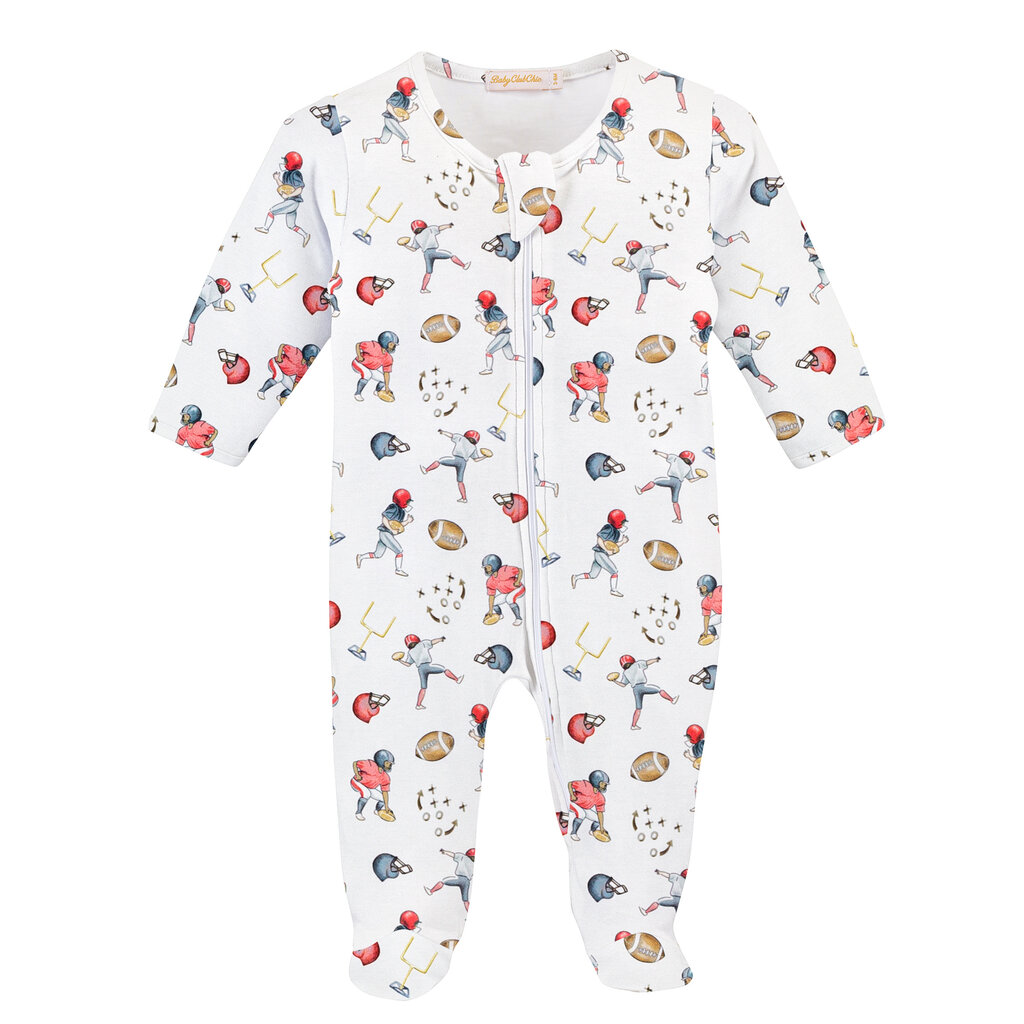 BABY CLUB CHIC football champs printed zipped footie