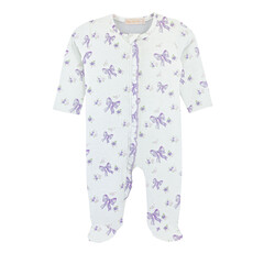 BABY CLUB CHIC lavender bows printed zipper footie w/ruffles