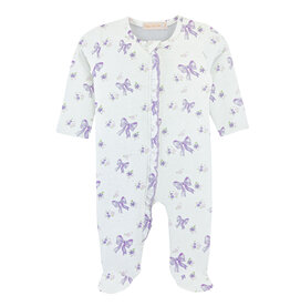 BABY CLUB CHIC lavender bows printed zipper footie w/ruffles