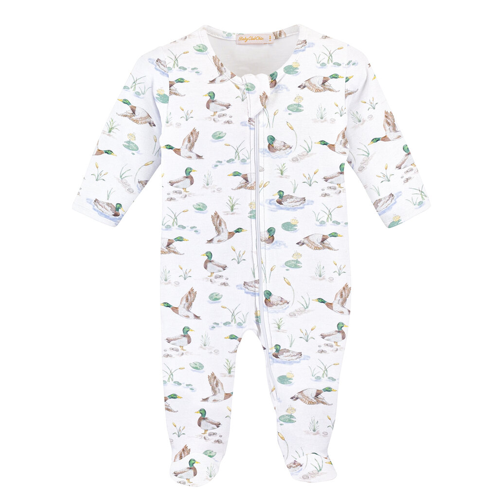 BABY CLUB CHIC mallard ducks printed zipped footie