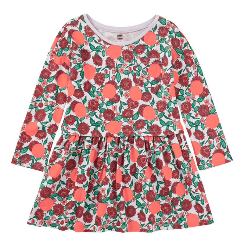 Girl's Printed Pocket Play Dress Persimmon Dot Floral