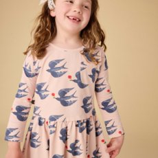 Girl's Printed Pocket Play Dress Magpies & Flowers