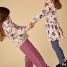 Girl's Printed Pocket Play Dress Magpies & Flowers