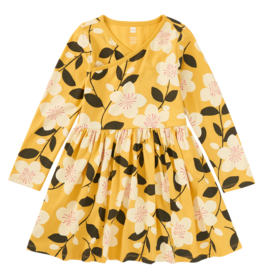 Girl's Long Sleeve Wrap Neck Dress Plum Blossom