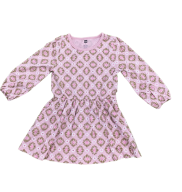 Girl's Blouson Sleeve Pocket Dress Metallic Chrysanthemum