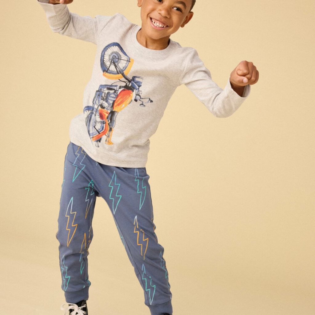 Boy's Motor Bike Graphic Tee Lt Grey Heather