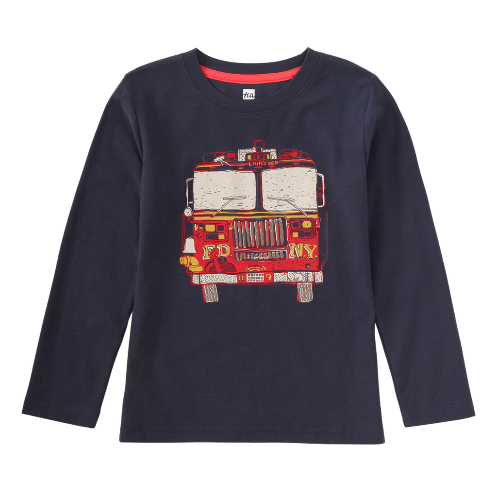Boy's Fire Truck Graphic Tee Indigo